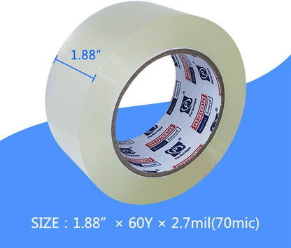 Heavy Duty Packing Tape 6 Rolls, Total 360Y, Clear, 2.7 mil, 1.88 inch x 60 Yards, Ultra Strong, Refill - photo 2