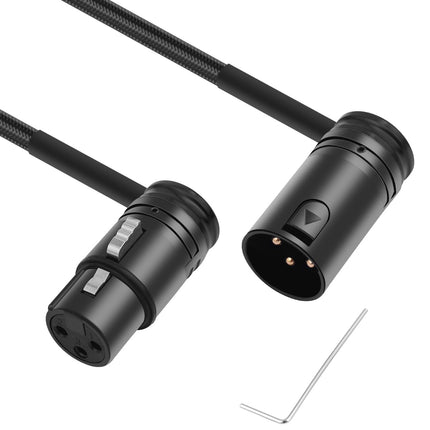 Right Angle XLR Adapter Cable,Adjustable 90 Degree XLR Male to 90 Degree XLR Female Microphone Cable,Rotatable Mic Cord for Mixer Microphone 1FT