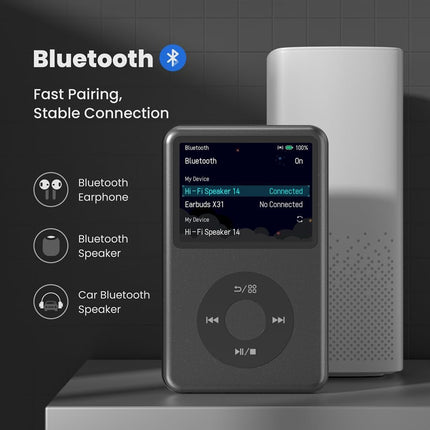 64Gb Mp3 Player with Bluetooth Y1 Portable Music Digital Players Supports Playlist Audiobook Video Nice Gadget for Kids Black