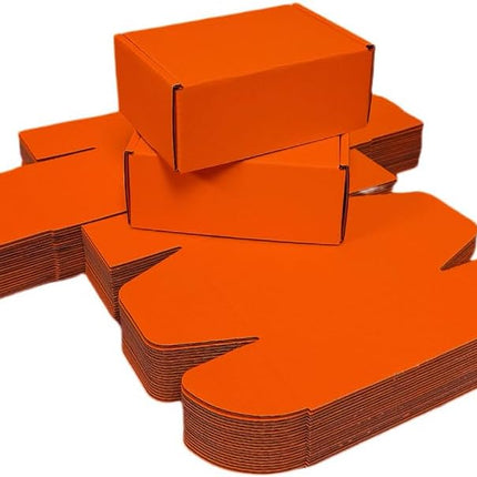 50 Pcs 5.1 x 3.1 x 1.6 Inches Mini Size Corrugated Cardboard Gift Boxes Recyclable Shipping Boxes for Mailing & Holidays, Wedding, Birthday, Gifts Packaging (Orange Red)