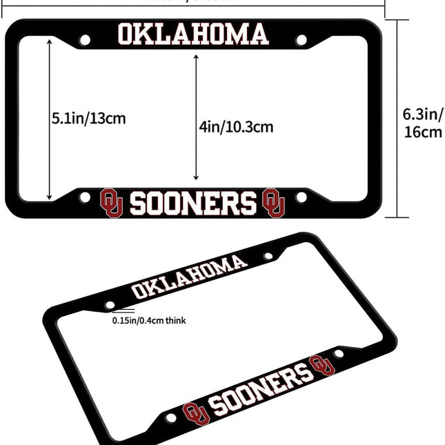1PC Aluminum License Plate Frames for Oklahoma Sooners,Metal Matte Black