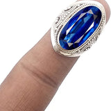 Sterling Silver Blue Sapphire Oval Statement Ring