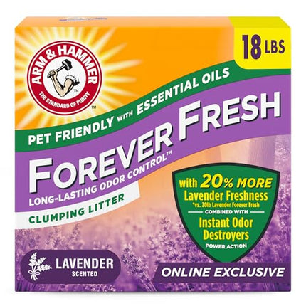 Amazon.com : Arm &amp; Hammer Forever Fresh Clumping Cat Litter Lavender, MultiCat Cat Litter Odor Control 18lb With 20% More Lavender Freshness, With Essential Oils : Pet Supplies