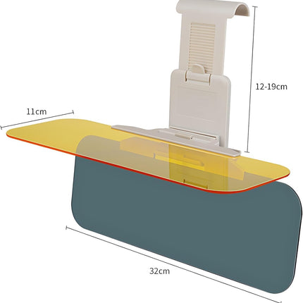 Day/Night Polarized Sun Visor Extender for Car/Trucks, Anti-Glare UV Protection Clip-On Shield, Shatterproof Optical Acrylic/Heat Reducer/Universal Adhesive-Free Sun Visor for Car Windshield