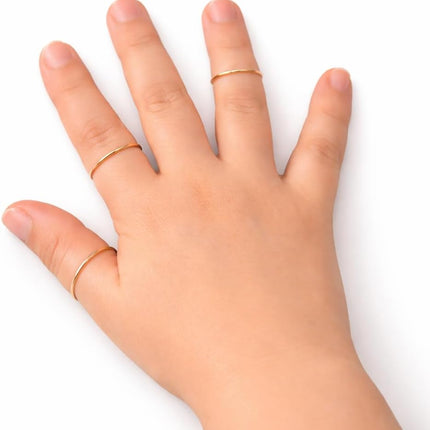 Ellie J Maui 14K Gold Filled Baby Stacking Rings - Dainty Gold Stackable Band Thumb Pinky Finger Ring, Baby Girl or Boy Jewelry Keepsake for Baby, Baptism Gifts for Baby, Infant (Size 0 to 5)