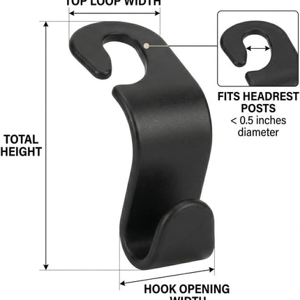 4 Pack Car Seat Headrest Hooks - Universal Back Seat Hanger for Purses, Grocery Bags, and Handbags - Stylish Black Car Organizer Hooks for Interior Storage, Easy Installation, Fits Most Vehicles
