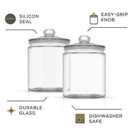 Elegant Cookie Jar. 2 Large Glass Jar With Lid. Jars for Kitchen Counter with Lids, Candy Jar, Decorative Apothecary Canisters, Half Gallon Lid Airtight