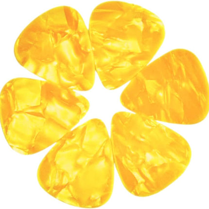 Celluloid Yellow Pearl Guitar Or Bass Pick - 0.71 mm Medium Gauge - 351 Shape - 12 Pack