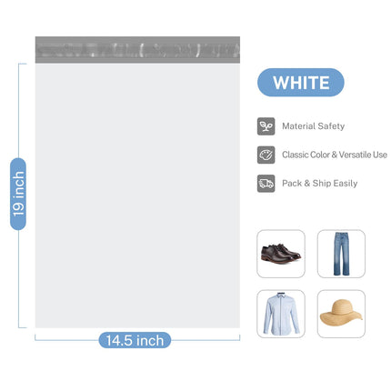 White Poly Mailers 14.5x19 100 Pack, Large Shipping bags Self-Seal Shipping Envelopes, Packaging Envelope for Small Business, Boutique, Clothing