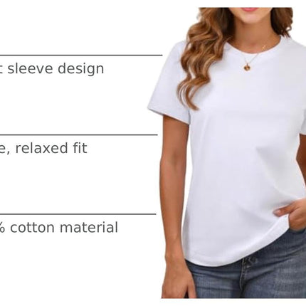 100% Cotton Basic T Shirts for Women Crew Neck Loose Fit Plain Tops