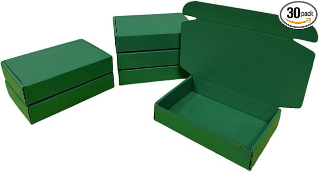 30-Pack Hunter Green Corrugated Mailer Boxes, 9.8 x 7.9 x 2.8 in