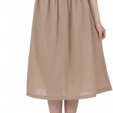 Cotton Half Slip Skirt, Women's Midi Length Underskirt with Elastic Waistband