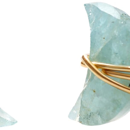 Gempires Gemstone Half Moon Stud Earrings for Women | Gold Wire Wrapped Push Back Studs | Minimal Celestial Jewelry | Handmade Everyday Gift Earrings | Citrine, Emerald, Amethyst & More Options
