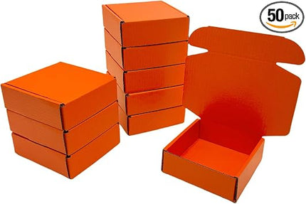 50-Piece Orange Red Mini Corrugated Shipping Boxes