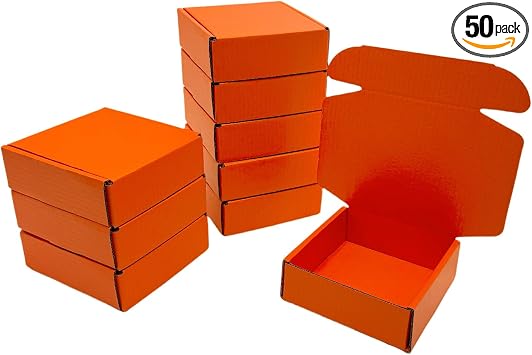 50-Piece Orange Red Mini Corrugated Shipping Boxes