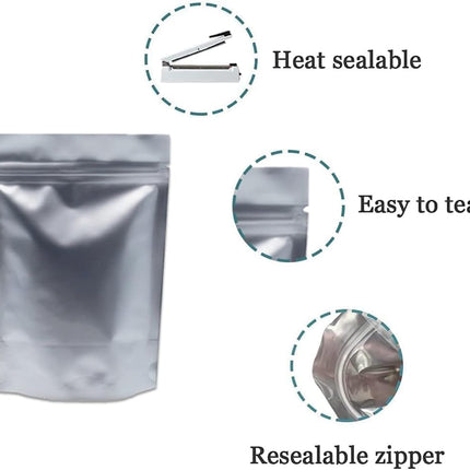 Premium Material Bags Long Term Food Storage Resealable Zipper Lock Bag Heat Seal Airtight Packaging (5 Packs)