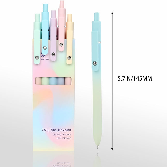 Gel Pens, 6-Pack, 0.5 mm Fine Point, Black Ink