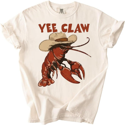Yee Claw Comfort Color Shirt, Lobster Yee Claw Shirt, Funny Lobster Shirt, Western Beach Top Amalfi Coast Trip, Tomato Girl Summer