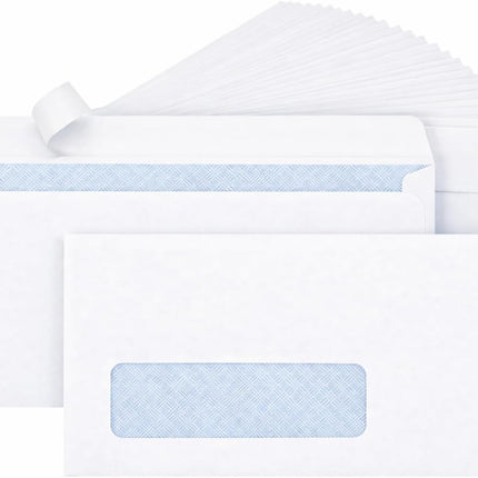 LetterA #10 Single Window Envelopes, Self Seal Security Tinted Envelopes, White, Peel & Seal, for Invoices, Statements & Business Mail, Professional Office Mailing Supplies, 80 Count