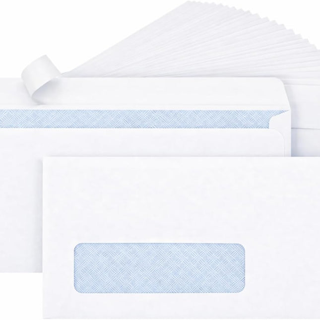 #10 Single Window Envelopes, Self Seal Security Tinted Envelopes