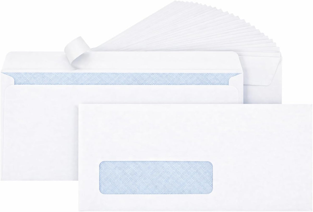 #10 Single Window Envelopes, Self Seal Security Tinted Envelopes