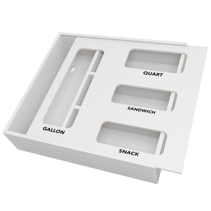 Bag Storage Organizer for Kitchen Drawer, Bamboo Organizer, Compatible with Gallon, Quart, Sandwich and Snack Variety Size Bag (1 Box 4 Slots)