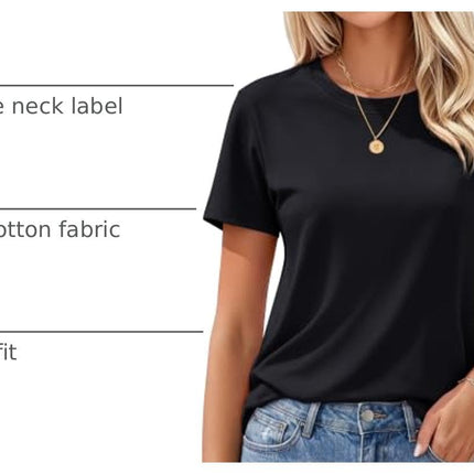 Women's T Shirts Cotton Short Sleeve Shirts Crew-Neck Summer Tops Classic-Fit Tees Breathable Casual Clothes