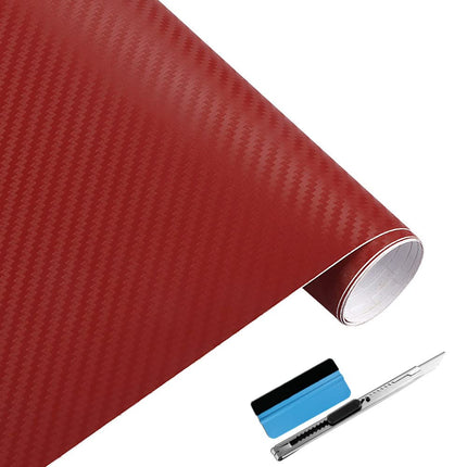 3D Black Carbon Fiber Car Vinyl Wrap Self-Adhesive Film 1ft x 5ft