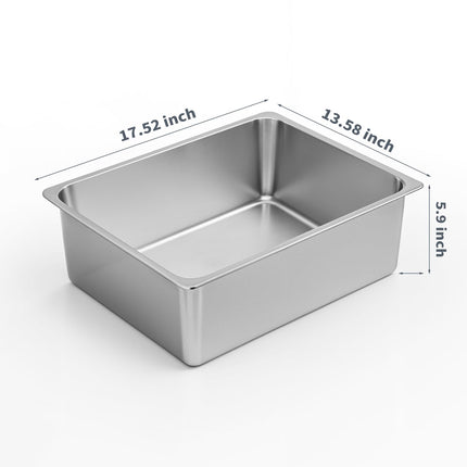 Large High Sided Stainless Steel Cat Litter Box, Non-Stick