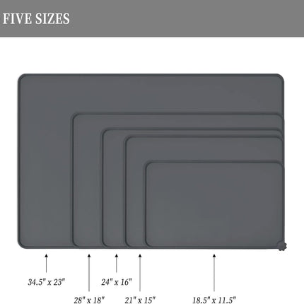 Reopet Waterproof Pet Feeding Mat with High Raised Edges, Heavier and Thicker Placemats for Cat Dog Water Bowl with BPA Free, Dogs Cats Food Mats for Messy Drinkers to Prevent Spill and Protect Floors