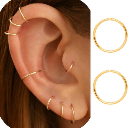 Small Thin Hoop Earrings for Women,Tiny Huggie Hoop Rings for Cartilage,Helix,Targus,Conch,Nose,22g/24g/20g,14K Gold Filled/Sterling Silver/Rose Gold,5mm/6mm/7mm/8mm/9mm/10mm