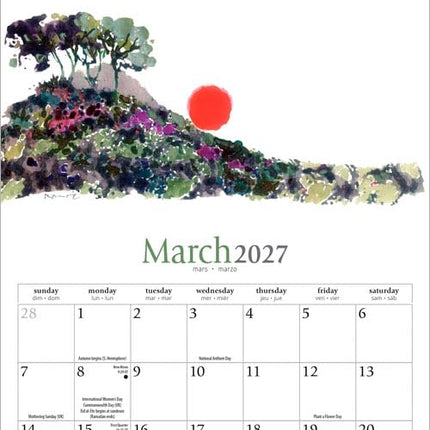 Live with Intention | 2027 7 x 14 Inch (Hanging) Monthly Mini Wall Calendar | Featuring the Artwork of Renee Locks | Brush Dance | Art Paintings Inspiration Motivation