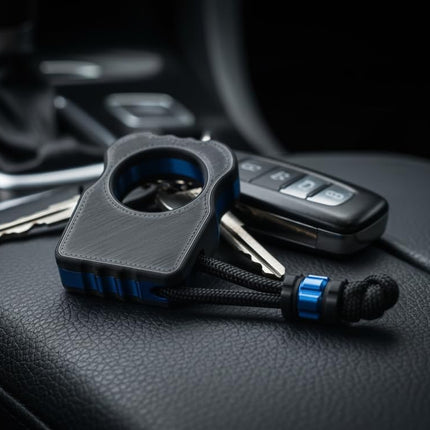 EDC Knuckle Tactical Keychain | Black with Metalic Silk Accent 3D Printed with Paracord Lanyard and Matching Bead