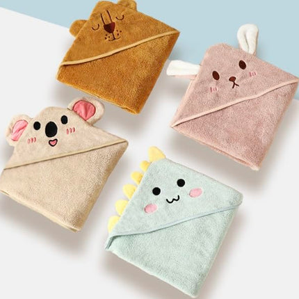 Hooded Baby Towel - Premium Soft Bath Towel for Baby, Newborn,Infant - Ultra Absorbent,Natural Baby Stuff Towel, Soft Coral Velvet Coral Fleece Bath Towel for Boys and Girls (Happy Dinosaur)
