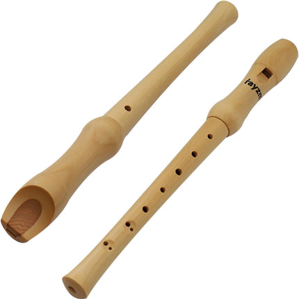 rayzm Wood Soprano Recorder, Solid Maple Baroque Fingering (C Key, 8-Hole) Detachable 2-Piece Woodwind Instrument for Beginners & Music Students