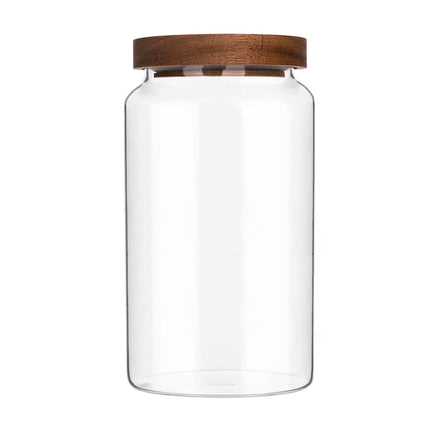 17 floz Small Glass Storage Containers with Lids,Candy Jar with Lid, Glass Food Storage Containers for Kitchen Counter, Pantry, Decorative Jar for Coffee, Sugar,Tea, Cute Jar(Bamboo 17 FL OZ)