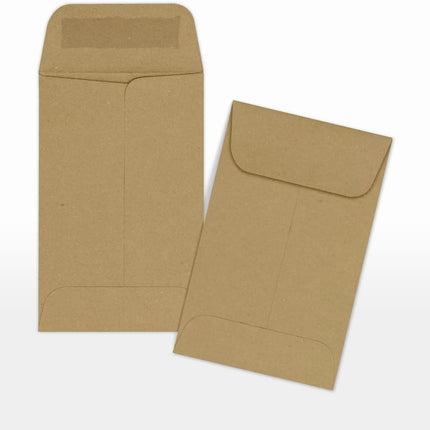LUXPaper #1 Coin Envelopes in 70 lb. Grocery Bag, Envelopes for Coin Collections, Stamps, and More, with Moistenable Glue, 50 Pack, Envelope Size 2 1/4 x 3 1/2 (Brown)