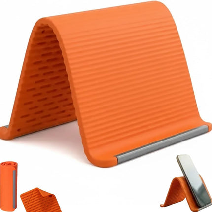 Portable Foldable Silicone Aluminum Phone Holder, 2026 New Flexible Silicone Phone Stand, Adjustable Airplane Phone Holder for Tablet Laptop Desk Travel Non-Slip Bed Office Treadmill