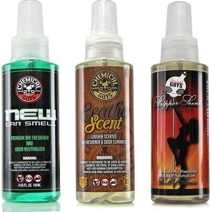 Chemical Guys AIR_301_04 New Car/Leather/Signature Scent Sample Kit, Great for Cars, Trucks, SUVs, RVs, Home, Office & More (4 fl oz - 3 Items)