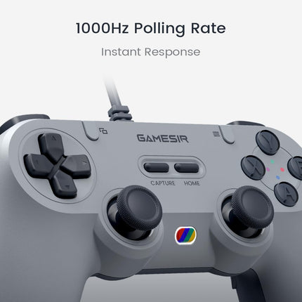 GameSir Tegenaria Lite Wired Game Controller For Switch, Android, iOS, PC, Steam With Retro 90s Design, Hall Effect Sticks, 1000Hz Polling Rate, Dual Rumble Motors, Mappable Back Buttons, Ultra-Low Latency, Ergonomic Design -Retro Gray
