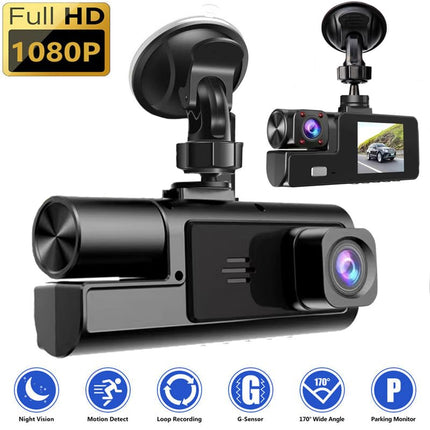 1080P Dual Dash Camera for Car Front and Inside Dashcam Car Security Video Recorder,170°Wide Angle Vehicle Cam,WDR,G-Sensor,Loop Recording,Night Vision (Dual Dash Cam Without Card)