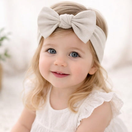 Baby Girl Headbands-Infant,Toddler Cotton Handmade Hairbands with Bows Child Hair Accessories (2, Powder Pink- Light Beige, 3-36 Month)
