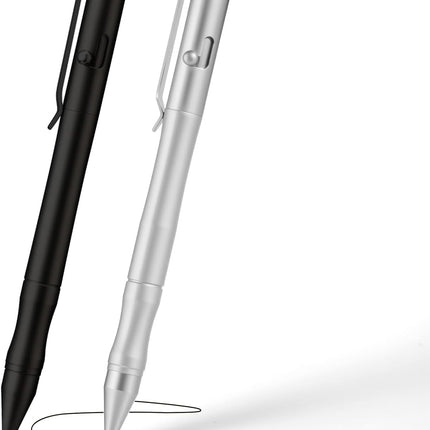 Origin-Joy Brass Bolt Action Pen Set, Heavy Duty EDC Copper Metal Tactile Turn Pen With Gel Ink Refills (Black & Nickel White)