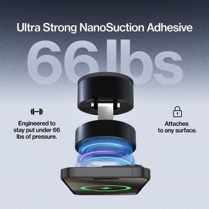 Statik HyperMount®(Gen 2) Vacuum Phone Mount - Magnetic Phone Holder, Vacuum Seal Car Phone Mount, Use on Any Surface, Compatible with Apple MagSafe and Magnetic Rings Included for Android Devices