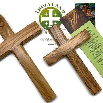 Olive Wood Wall Cross from Bethlehem, Wall Hanging Wooden Crosses for Wall , Confirmation Cross Gift , Baptism Gifts , Holy Wall cross, Religious décor Cross (One Small Cross 4.75" x 3.4")
