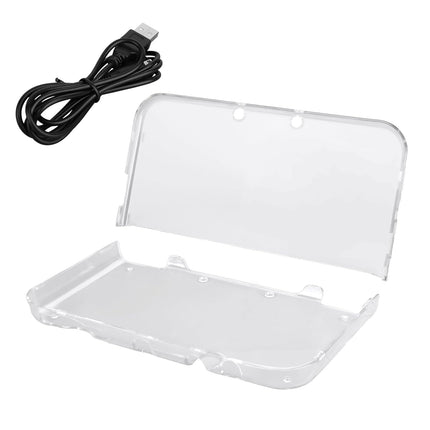 Clear Case with USB Charger Cable, Transparent Hard Shell Protective Screen Protector Cover Only for 2015 New 3DS XL LL Includes 1.2m/3.94ft Fast Charging Cable Accessories (Hinge-Less Design)