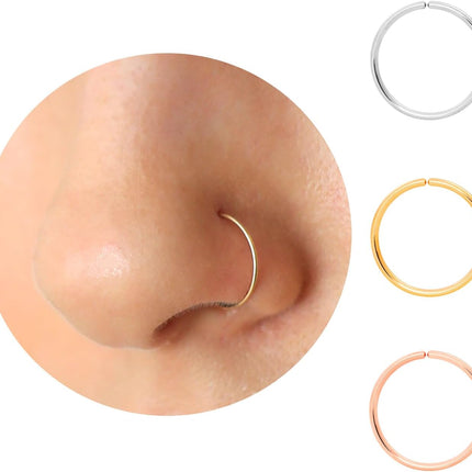 Small Thin Gold or Sterling Silver Nose Ring Hoops for Women, 22g/24g/20g Tiny Nose Piercing Jewelry,22 gauge or 24 gauge Nose Rings, 5mm/6mm/7mm/8mm/9mm/10mm