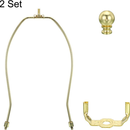 PATIKIL 10.5 Inch Lamp Harp Kit with Finial, 2 Set Detachable Shade Bracket Holder, DIY Lighting Accessories for Table Floor Lamps, Gold Tone