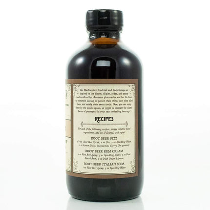 MacSweeties Cocktail Syrups & Bitters - Root Beer Cocktail And Soda Syrup Flavor - Premium Cocktail Mix For a Root Beer Fizz - Simple Syrup for Cocktails - 236ml / 8 Ounce Bottle