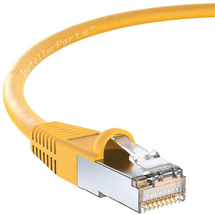 InstallerParts Ethernet Cable CAT6 Cable Shielded (SSTP/SFTP) Booted 25 FT - Yellow - Professional Series - 10Gigabit/Sec Network/High Speed Internet Cable, 550MHZ